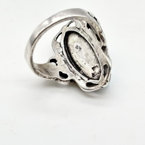 Vintage Sterling Silver Turquoise Ring Size 5.25 – Oval Cabochon Southwestern - Picture 3 of 3